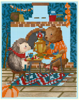 Схема для вышивки бисером PA-1545 Ёжик и медвежонок