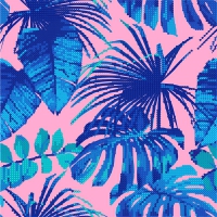 Схема для вышивки бисером PA-1806 Синие тропические листья