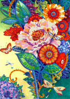 Схема для вышивки бисером PA-1281 Бабочки в цветах
